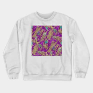 Purple Peacock Brocade Pattern Crewneck Sweatshirt